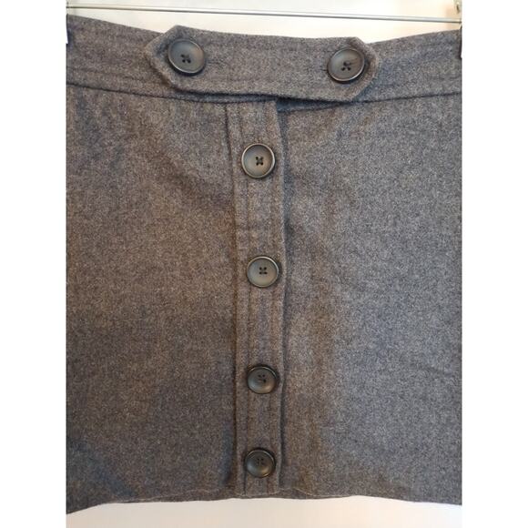 Gap Women's Dark Gray Recycled Wool Blend Front Button Skirt Size 8 - Picture 3 of 5